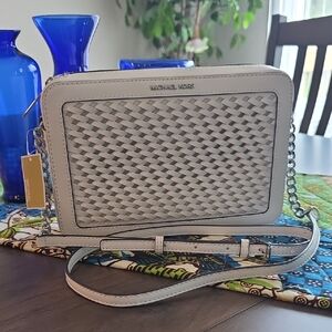 Michael Kors Gray Woven Crossbody Bag